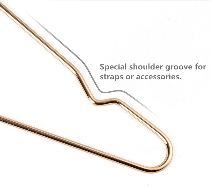 Better to U 17 Inch Heavy Duty Slim Metal Clothes Hanger for Shirts, Blouses, Coats, Suits, Wedding Dresses - Space Saving, Rose Gold, 20 Pack