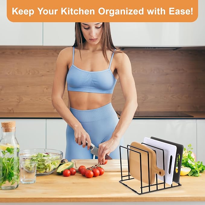 Nodaaiie 2-Pack Steel Cutting Board Organizer, Bakeware Organizer Rack, 5-Slot Baking Sheet Organizer Rack for Kitchen Storage, for Cutting Boards, Cookie Sheets, and Baking Pans, 8.7" x 7.4" x 6.3"
