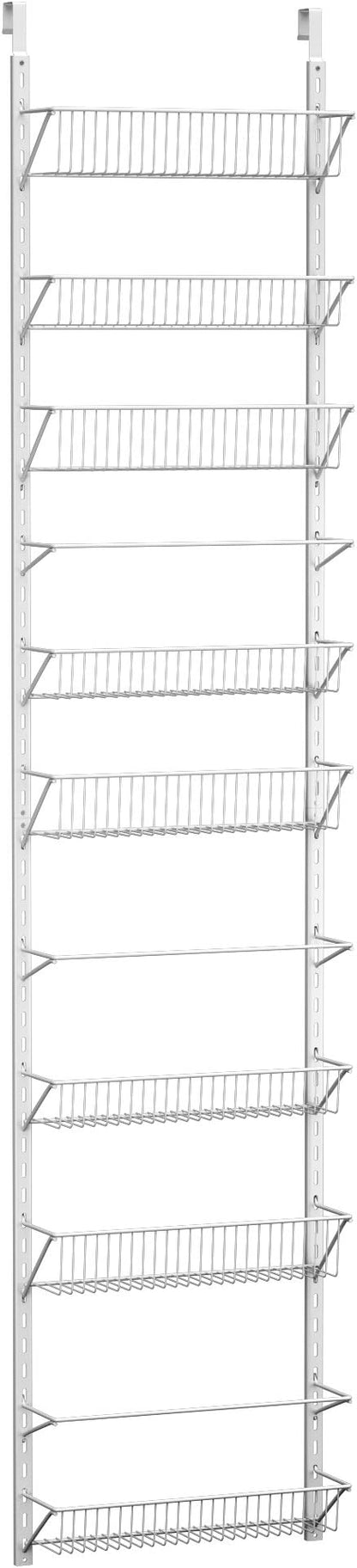 Over the Door Pantry Organizer - 9-Tier Organizer for Bathroom, Closet, or Kitchen Storage - Pantry Organizers and Storage by Home-Complete (White)