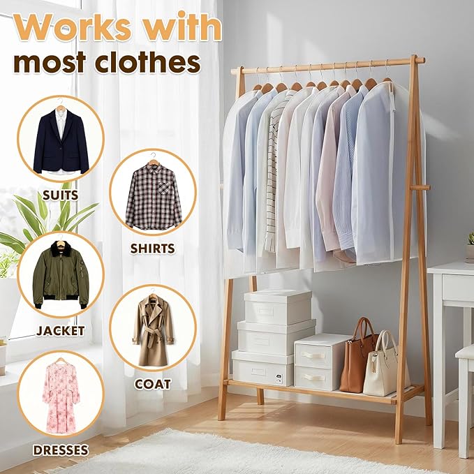 12 Pack Clear Garment Bags for Hanging Clothes, 47" Suit Bags for Closet Storage,Plastic Dustproof Suit Cover Bags,Plastic Suit Cover Bags with Zipper for Coats,Jackets,Shirts (24''X47'')
