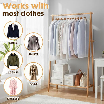12 Pack Clear Garment Bags for Hanging Clothes, 47" Suit Bags for Closet Storage,Plastic Dustproof Suit Cover Bags,Plastic Suit Cover Bags with Zipper for Coats,Jackets,Shirts (24''X47'')