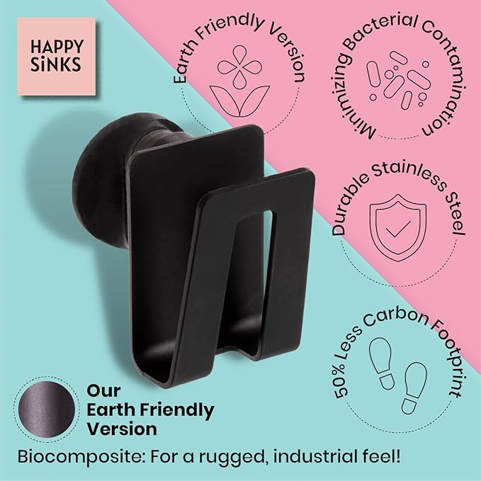 HAPPY SINKS Magnetic Sponge Holder - Kitchen Sink Organizer - Ideal for Kitchen Organization & Accessories - Sink Sponge Holder (Biocomposite)