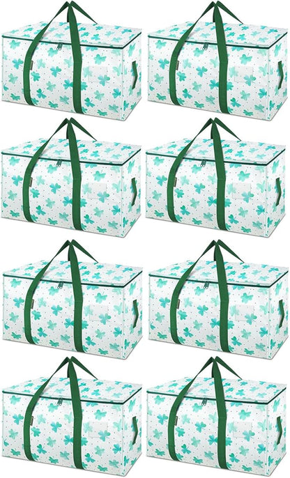 BALEINE 8-Pack Oversized Moving Bags with Reinforced Handles, Heavy-Duty Storage Tote for Clothes, Moving Supplies (Clover, 8-Pack)