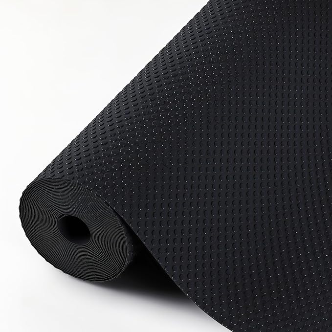 Hersvin Shelf Liners, 20 in x 20 ft Kitchen Drawer Mats, Non-Adhesive EVA Cupboard Protector, Cabinet Lining (Black Dot)