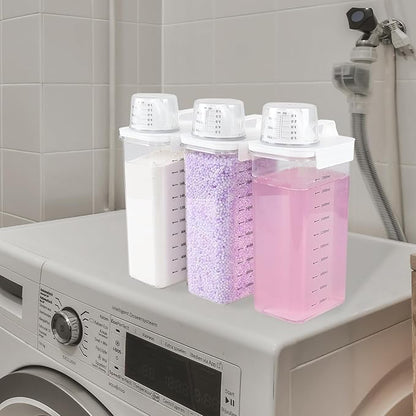 3-Pack 78 OZ Plastic Liquid Laundry Detergent Dispenser, Clear Laundry Detergent Dispenser for Powder, Beads, Fabric Softener, Bleach
