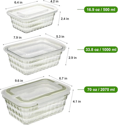 Taiuloo Set of 3 Food Storage Containers with Lids & Handle, BPA Free Plastic Meal Prep & Salad Bowl Containers To Go for Lunch, Salad Serving Bowls for Snack, Fruit, Veggie, Green