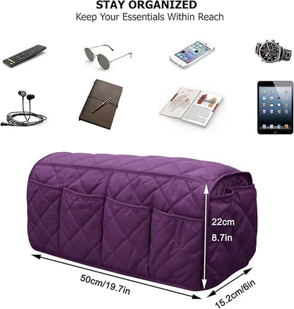 Benuomi Sofa Armrest Organizer Waterproof Armchair Caddy Remote Control Holder for Recliner Non Slip Recliner Organizer Chair Arm Organizer with 14 Pockets for TV Remotes, Books, Magazines, iPad