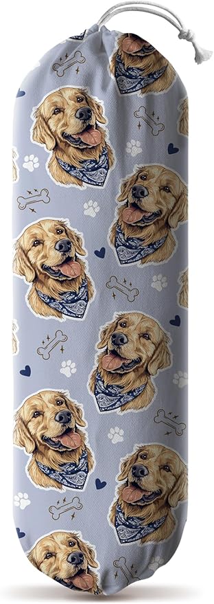 Hglian Dog Plastic Bag Holder,Golden Retriever Grocery Bag Holder Storage Organizer for Kitchen Extra Large
