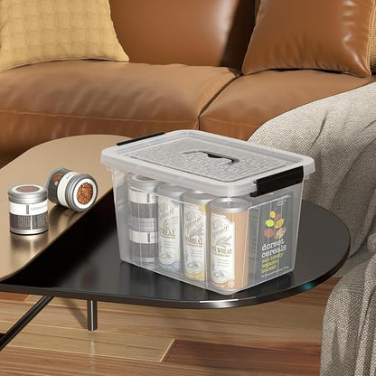 18 L 4 Packs Plastic Storage Bins with latching Lids and Handles, Clear Stackable Container Boxes