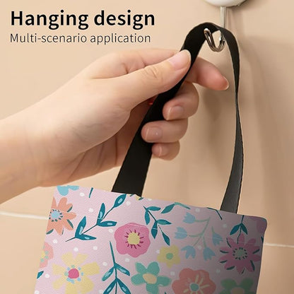 Plastic Bag Holder, Wall Mount Grocery Bag Organizer, Funny Hanging Trash Storage Dispenser for Home Kitchen Cute Pink Floral