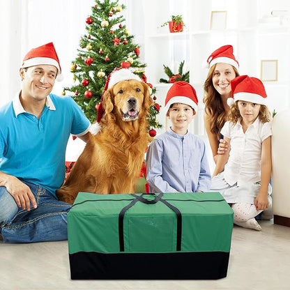 Christmas Tree Storage Bag, Fits Up 10-12 Ft Tall Artificial Trees-Heavy Duty Holiday Storage Box with Durable Reinforced Handles & Transparent Pocket- 600D Oxford Tree Storage Container, Green