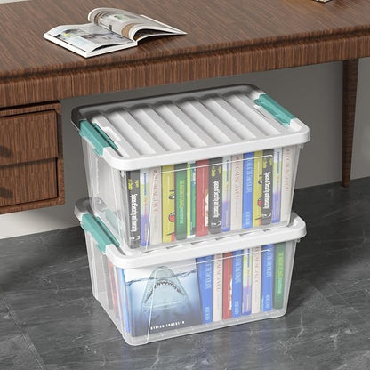 Melontray 35 Quart Latch Storage Box, 6-Pack Clear Plastic Storage Bins with Latching Lids