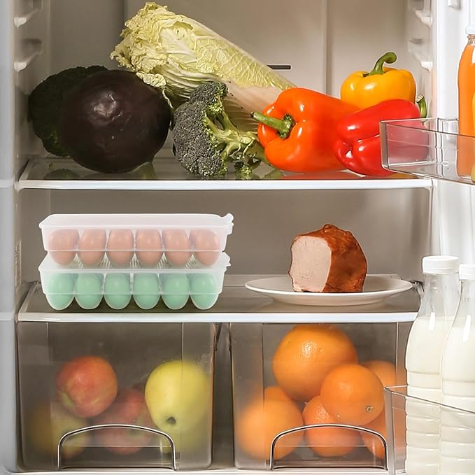 4 Packs Clear Plastic Egg Holders, Home Egg Containers with Lid, Egg Storage Box, Fits 18 x 4 Eggs (72 Eggs)