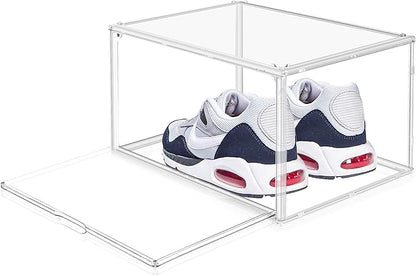 EZJOB Acrylic Clear Shoe Storage Boxes Size 12, Transparent Display Case for Sneaker Collections, Baseball Caps, Hat Organizer Dust-free Shoe Cubbies Stackable Sneaker Boxes