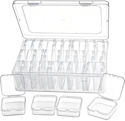 Bead Organizer Box，31Pcs Clear Bead Organizers and Storage Mini Rectangle Plastic Containers, Ideal for DIY Jewelry, Bracelet Making, Nail Art & Small Craft Parts