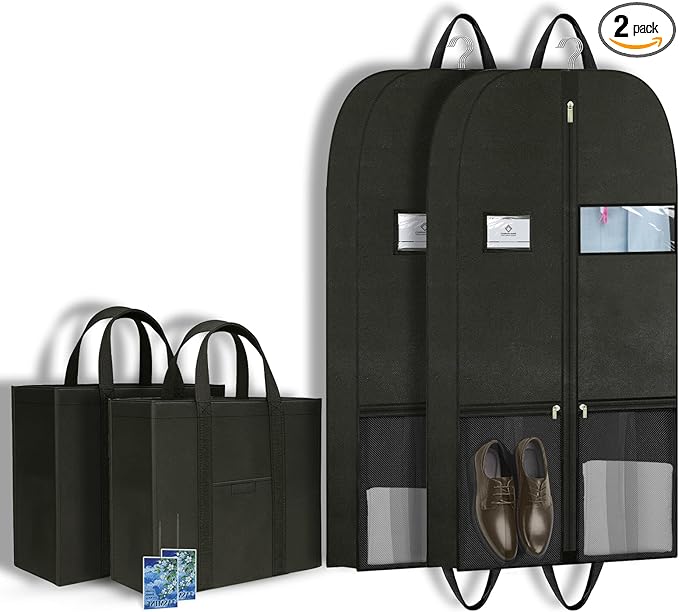 Folding Garment Bag for Travel, Clothing Storage Bags for Hanging Clothes, Large Heavy Duty Zippered Garment Bags for Travel, Closet Storage & Moving