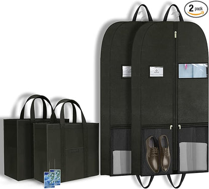 Folding Garment Bag for Travel, Clothing Storage Bags for Hanging Clothes, Large Heavy Duty Zippered Garment Bags for Travel, Closet Storage & Moving