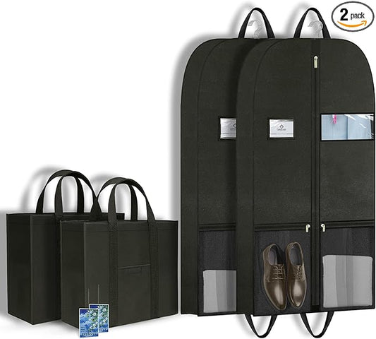 Folding Garment Bag for Travel, Clothing Storage Bags for Hanging Clothes, Large Heavy Duty Zippered Garment Bags for Travel, Closet Storage & Moving