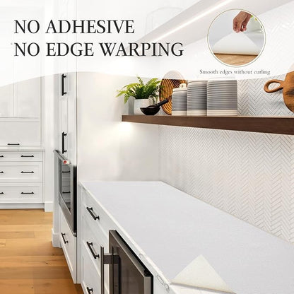 Beautysaid Shelf and Drawer Liner for Kitchen Cabinet, Non Adhesive Non Slip Shelf Paper Waterproof Washable Thickened for Dresser Pantry Shelve Bathroom Protector Liner(White,20 in x 10 FT)