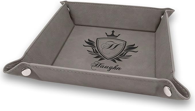 Krazy Case Personalized Leatherette Valet Tray, PU Leather Jewelry Catchall Key Phone Coin Box