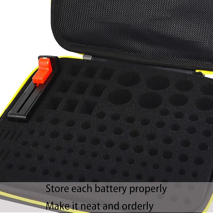 Battery Organizer Case- Hard Storage Box Bag Holder - Holds 106+ Batteries AA AAA C D 9V Tester BT-168 (Batteries are Not Included)