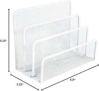 VANRA Small Letter Sorter Pack of 2 Desktop File Organizer Metal Mesh Paper Stacking Sorter Holder 3 Slots (2 White)