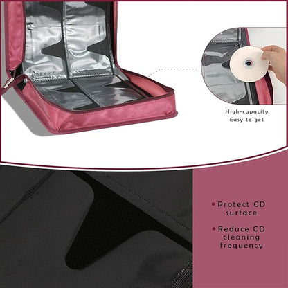 DVD Case CD Storage,256 Capacity CD Cases Holder DVD Storage Case Holders CD DVD Disc Case Storage Wallet Binder for Car Home Office Travel (256 Red)