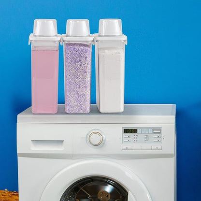 78 OZ Clear Laundry Detergent Dispenser with Measuring Cup, 3 Pack Plastic Laundry Powder Containers
