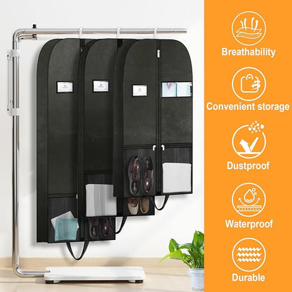 Travel Garment Suit Bag for Hanging Clothes 54", Suit bags for Closet Storage with Pockets Gusseted Garment bag for Men Suits Shirts Tuxedos Dresses Coats, Suit Cover Bags With Handles and Zipper