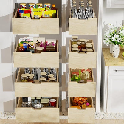 Pull Out Cabinet Organizer, Pull Out Drawers for Cabinets, Slide Out Wood Drawer, 8" High Pull Out Shelf for Kitchen Cabinet Pantry, 19½" W×21" D