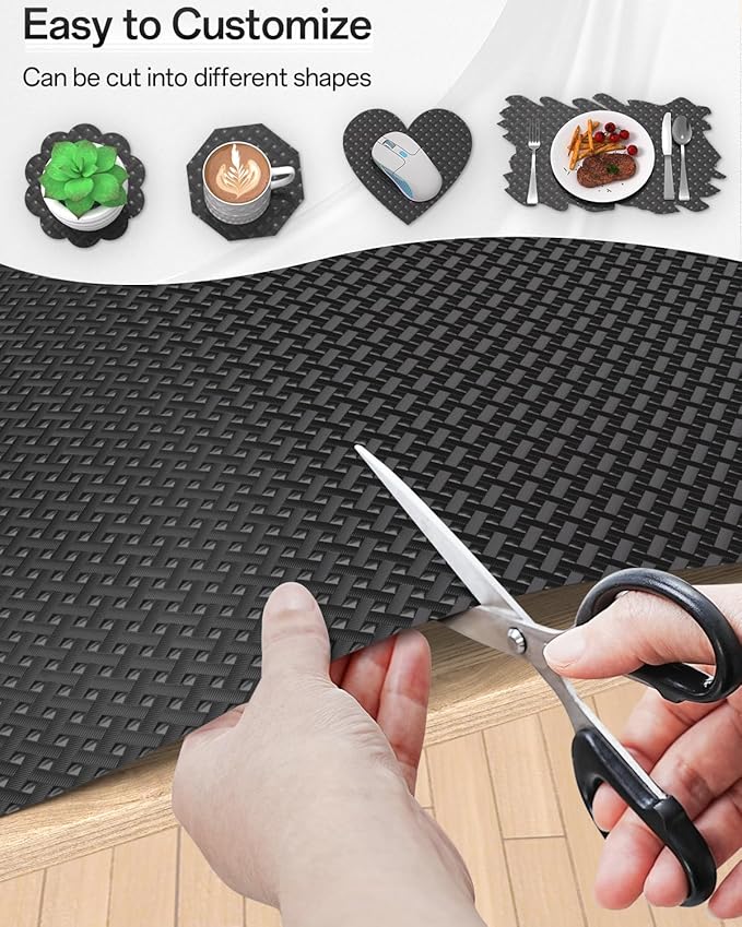 Shelf and Drawer Liner for Kitchen Cabinet, Non-Adhesive 24in x 240in Waterproof Contact Paper Refrigerator Liners Thickened Durable EVA Material Non Slip Mat for Dresser Cupboard Pantry Protector