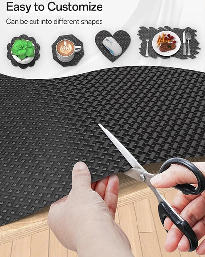 Shelf and Drawer Liner for Kitchen Cabinet, Non-Adhesive 24in x 240in Waterproof Contact Paper Refrigerator Liners Thickened Durable EVA Material Non Slip Mat for Dresser Cupboard Pantry Protector