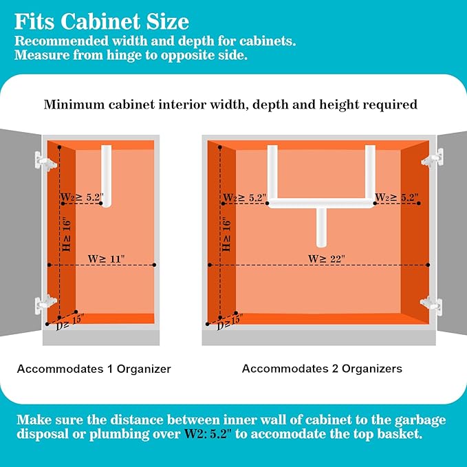 REALINN Under Sink Organizer, Pull Out Cabinet Organizer Slide Out Sink Shelf Cabinet Storage Shelves, Storages for Kitchen Bathroom, Black, 2 Pack