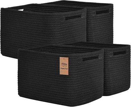 Storage Baskets for Organizing, 4 Pack Storage Baskets for Shelves, Woven Basket for Shelves, Closet Organization, Rectangle Organizer Basket Gifts Empty, 13"Lx8.7"Wx7.9"H Decorative Bins with Handles