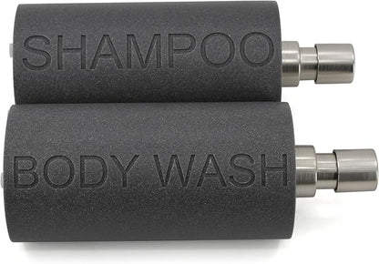 Indecor Home Resin 2 Pack Shampoo, Conditioner or Body Wash Dispenser Set, Luxurious Refillable Pump Bottles with Matte Pump Top and Embossed Text, Durable Design for Bathroom and Shower