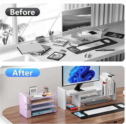 gianotter 4-Tier Paper Organizer With Magazine Holder, Desk Organizers and Accessories, Desk Accessories & Workspace Organizers, File Organizer for Office Supplies Storag (Purple, 4-Tier)