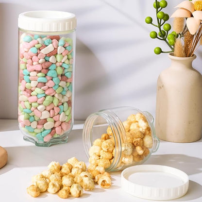 Hoa Kinh Glass Overnight Oats Jars with Lids, 3Pack Leak Proof Small Stackable Glass Jar Kitchen Canisters for Overnight Oats, Cereal, Clear Empty Jars with Lids for Kitchen