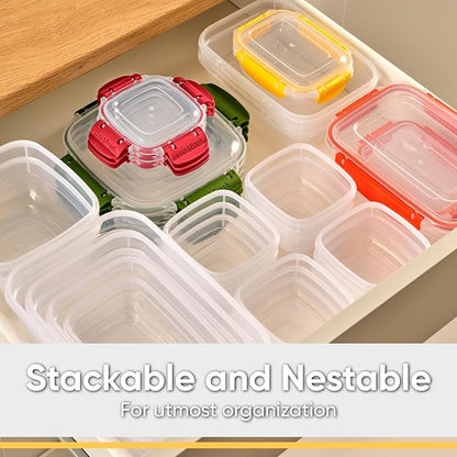 Superio Plastic Food Storage Containers with Airtight Lids, 8 Pack- 80 Oz, BPA Free, Leakproof, Stackable, Microwave, Dishwasher, Freezer Safe, Green