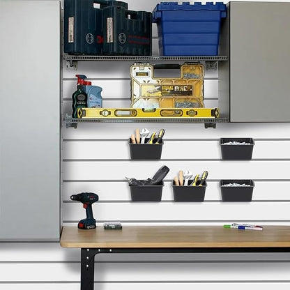 20PCS Acoustic Wall Storage Box Slatwall Organizer for Garage, Storage Bins for Storing Accessories Compatible With Acoustic Wall/ Slatwall/ Perforated wall
