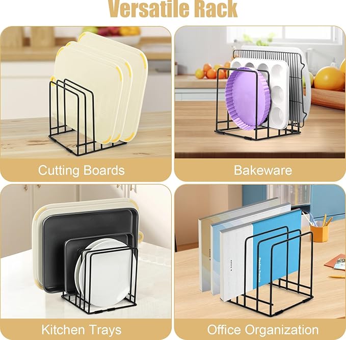 Mythco Kitchen Cabinet Cutting Board Organizer, Cookie Sheet Storage Rack,Cabinet Dividers Holder with 5 Slots for Baking Pan Tray Organizer (2 PCS)