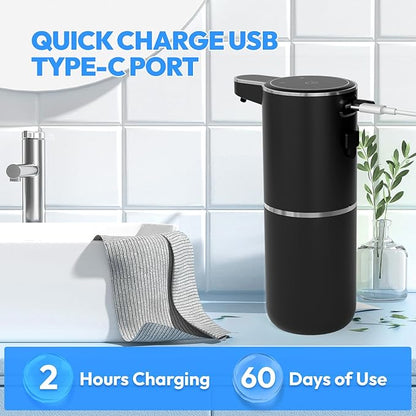 MTYGK Automatic Foaming Soap Dispenser,Touchless Foam Soap Dispenser,12.8oz Rechargeabled Wall Mounted Smart for Bathroom and Kitchen Dish Soap,Easy for Toddlers(Black)