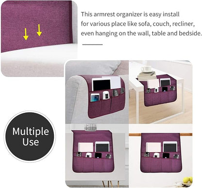 SYSOV Sofa Armrest Organizer, Remote Control Holder for Recliner Couch, Arm Chair Caddy with 5 Pockets for Magazine, Tablet, Phone, iPad