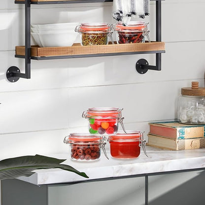 Flrolove 5 oz Glass Jars with Airtight Lid,Small Leak Proof Rubber Gasket Glass Canisters,Glass Food Storage Container for Kitchen,Jam,Spice, Cereal, Beans,Cookies