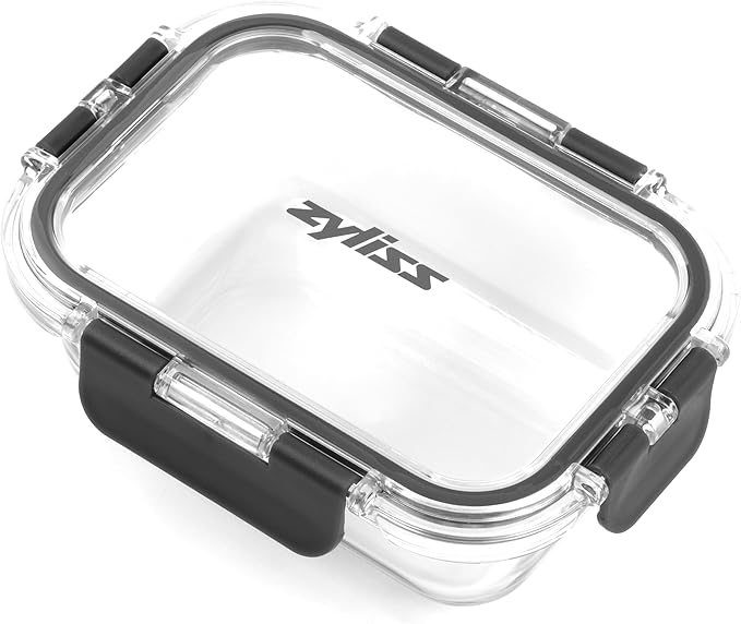 Zyliss Glass Food Storage Container 12.5oz, Shatter Resistant Borosilicate Glass, Airtight Leakproof Tritan Lid, BPA Free, Microwave, Freezer & Dishwasher Safe