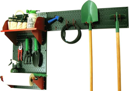 Wall Control Pegboard Garden Supplies Storage and Organization Garden Tool Organizer Kit with Green Pegboard and Red Accessories