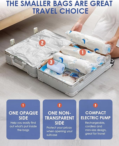 Vacuum Storage Bags with Electric Pump, 30 Pack Vacuum Sealed Bag with 1500mAh Rechargeable Battery for Clothes, Blanket, Duvets, Pillows, Comforters, Travel
