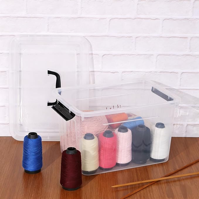 Afromy 6-Pack 12 Quart Latching Box, Clear Storage Bins with Lids, Stackable Storage Containers for Home Pantry Office Organization