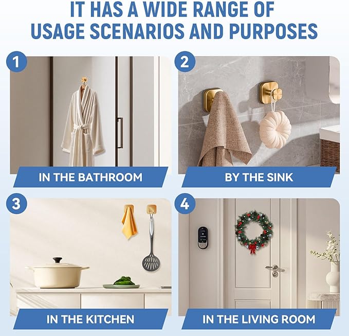 IGDALAR Suction Cup Hooks 4 Pack - Heavy Duty Vacuum Towel Hooks (Max Load 15 lbs) for Shower, Removable Waterproof Wall Hangers for Bathroom Glass, Window & Kitchen (Rose Gold)