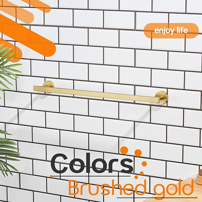 24 Inch Bathroom Towel Bar Bath Towel Rack Kitchen Towel Holder Towel Rails Wall Mounted SUS304 Stainless Steel Brushed Gold AN4001GD-L24