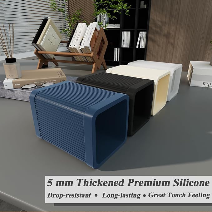 Aesthetic Pen Holder For Desk, Modern Silicone Pencil Holder, Stylish Office Desk Decor, Made of 5 mm Thickened Premium Silicone, Office Desk Organizer And Accessories (Dark Blue)